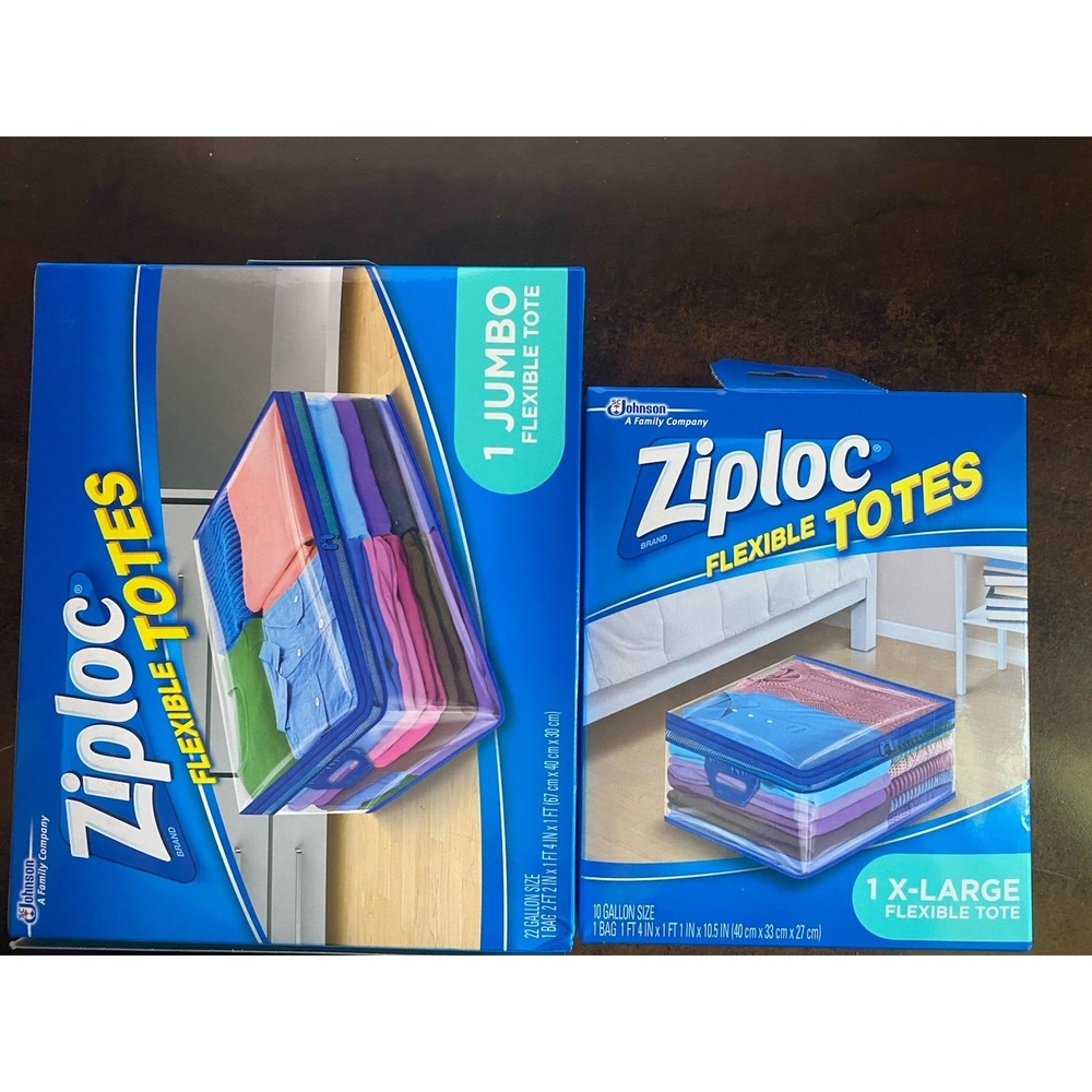 2x Ziploc Flexible Totes Storage Jumbo XXL & XL 2 Ct Organization NEW
